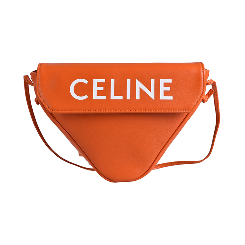 Celine 男士橙色光滑牛皮革logo印花三角形手袋  195903-dcs-11of