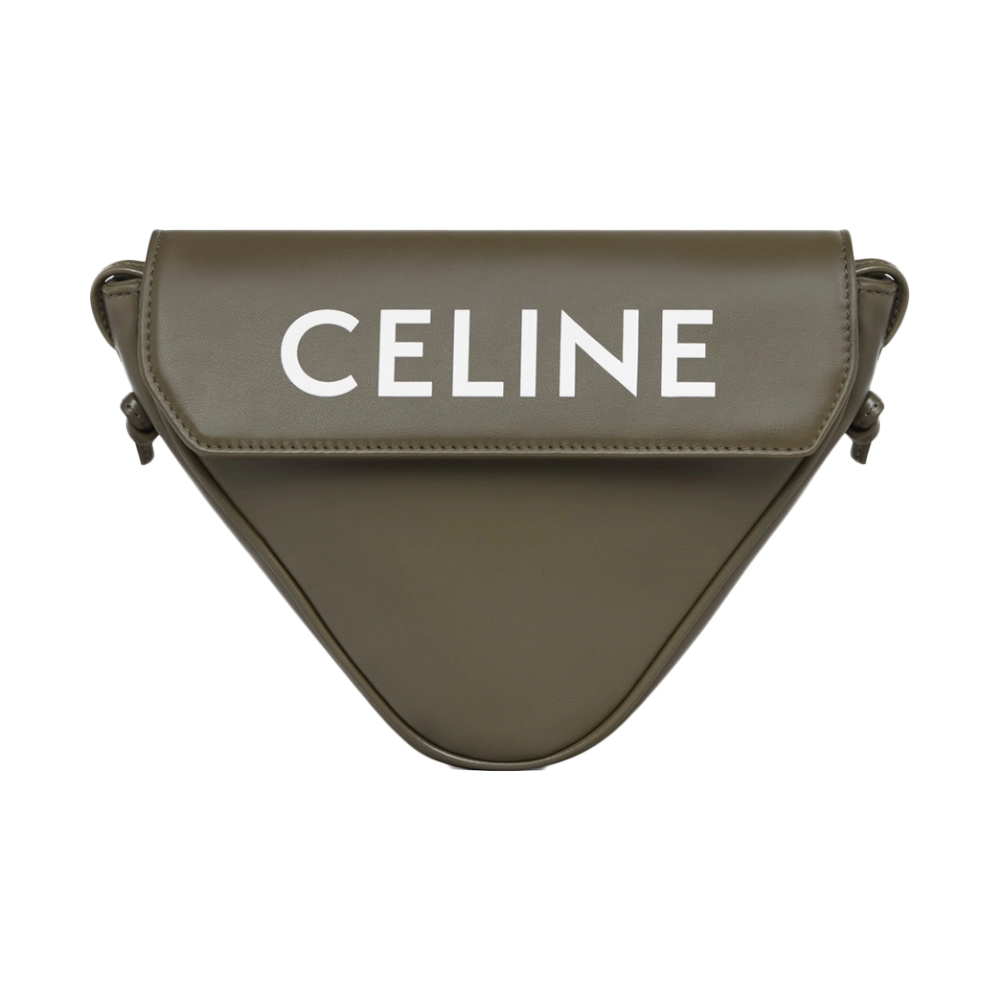 Celine 男士橄榄绿色光滑牛皮革logo印花三角形手袋  195903-dcs-31do