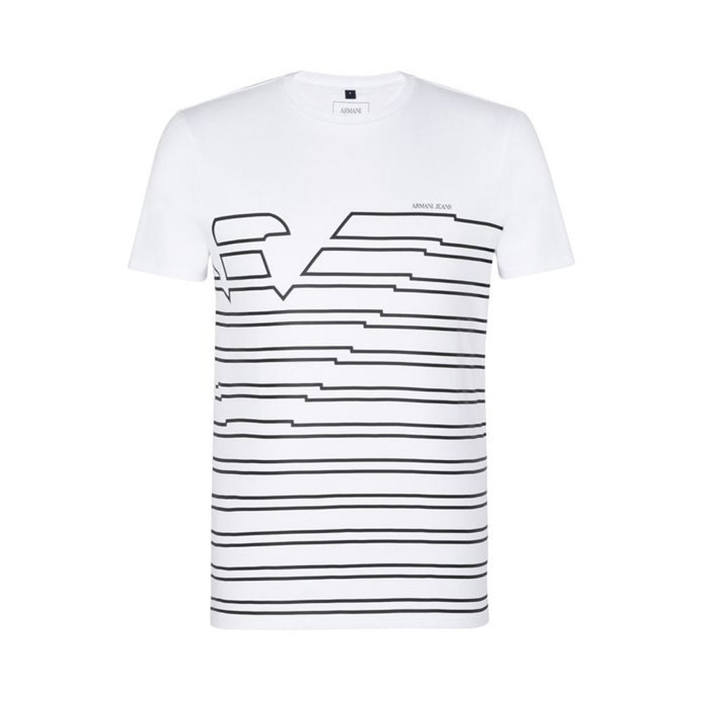 Armani Collezioni Armani副线 男士白色棉质印花圆领短袖t恤 3y6t37-6jprz-1100 In White