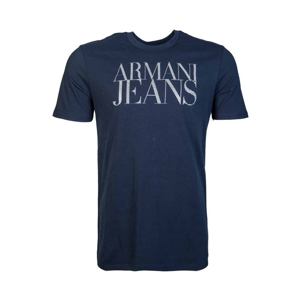 Armani Collezioni Armani副线 男士海军蓝色棉质徽标短袖t恤 3y6t22-6j00z-1579 In Blue