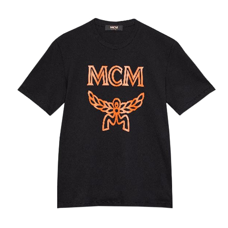 Mcm Men T-shirt S 男士黑色徽标t恤 Mht9amm01bk In Black