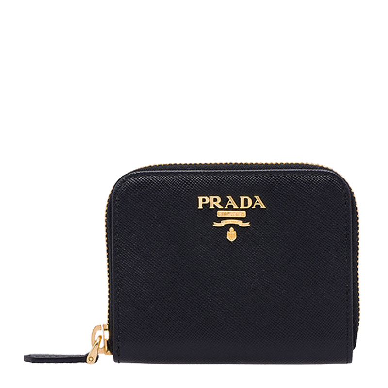 Prada 普拉达 女士牛皮女黑色卡包零钱包 1mm268-qwa-f0002