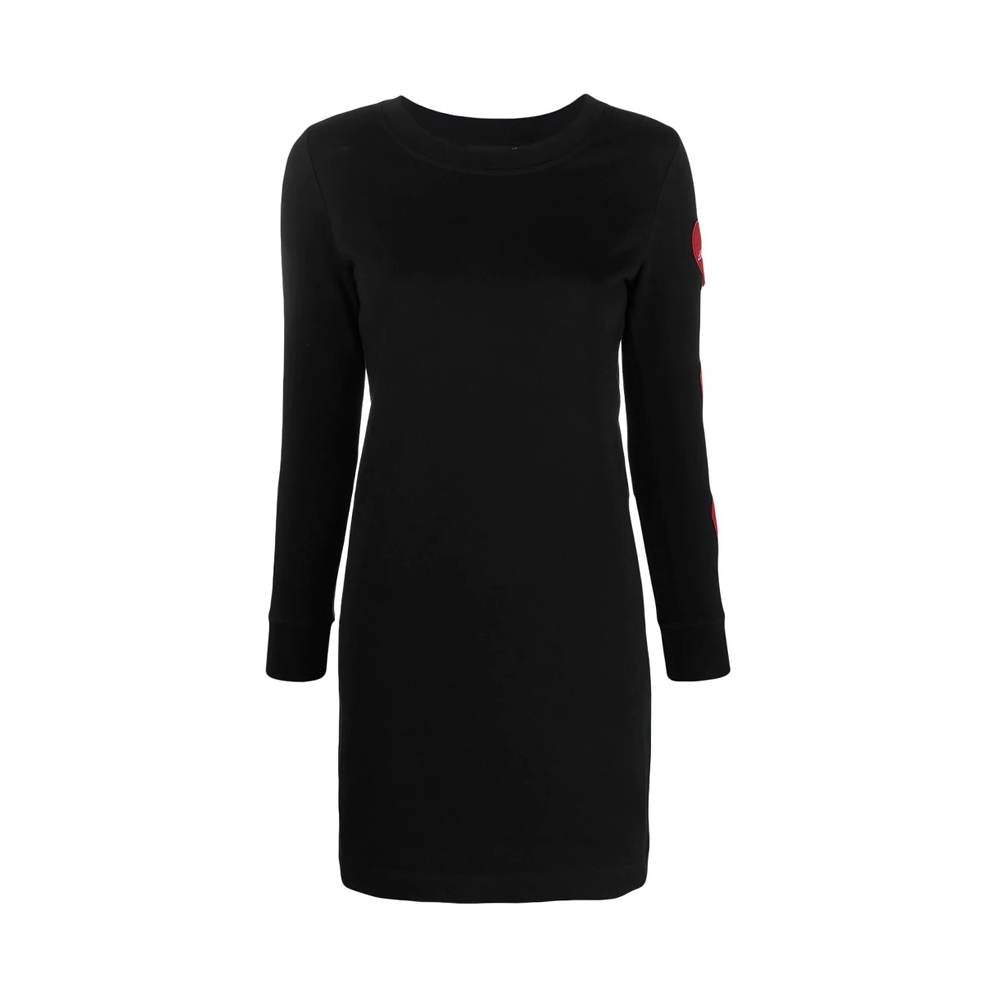 Love Moschino 女士黑色棉心形细节毛衣连衣裙 W5c5480-m4266-c74 In Black