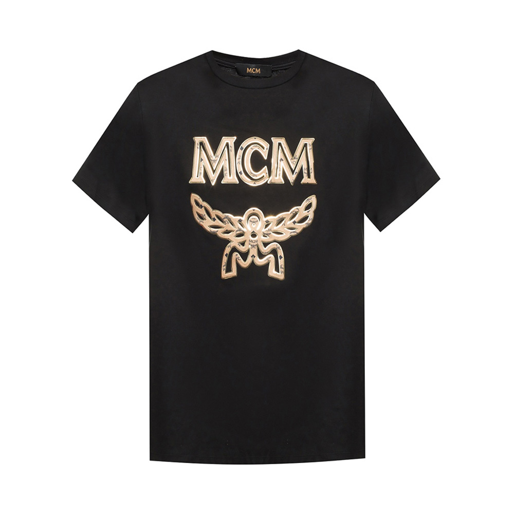 Mcm Men T-shirt S 男士黑色徽标t恤 Mht8smm10bk In Black