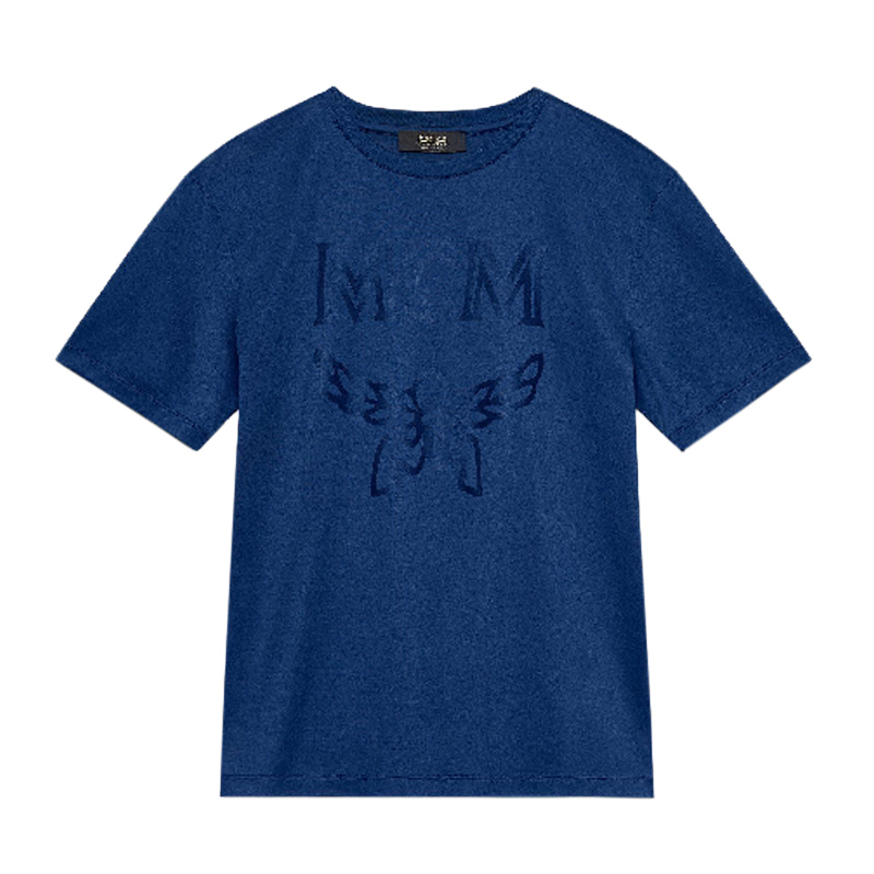 Mcm Men T-shirt S 男士深蓝色徽标t恤 Mht9amm80lg In Blue