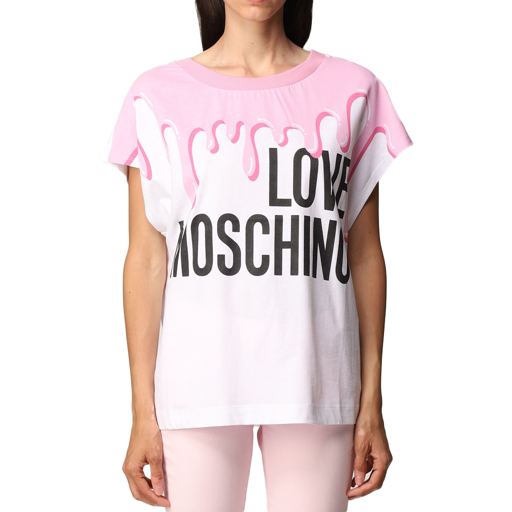 Love Moschino 女白色女士t恤 W4h0301-4083-4056 In Pink