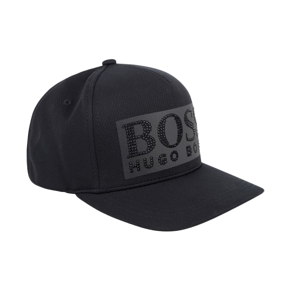 Hugo Boss 男士黑色平纹针织面料鸭舌帽  Cap-diamond-50443603-001 In Black
