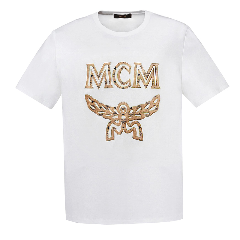 Mcm Men T-shirt S 男士白色象牙色徽标经典t恤 Mht8smm10wi In White
