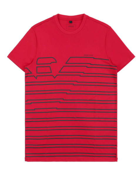 Armani Collezioni Armani副线 男士红色棉质印花圆领短袖t恤 3y6t37-6jprz-1463 In Red