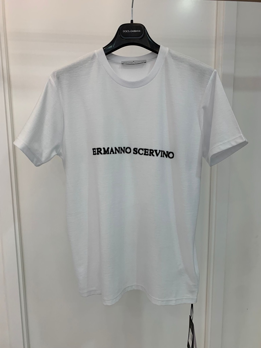 Ermanno Scervino 男士白色棉质短袖t恤 D402l746kku-b4001 In White