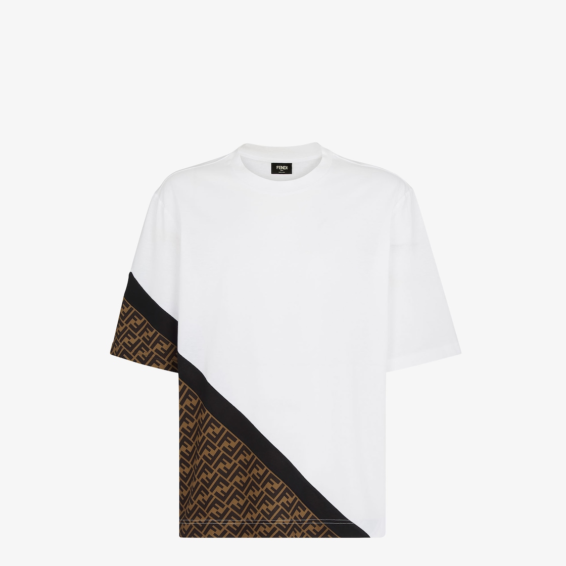 Fendi T-shirt L.j. Diagonal Ff In White