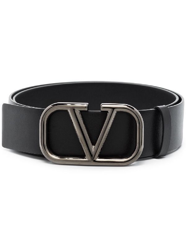 Valentino Garavani Men's Vlogo Signature Reversible Elk-Print Calfskin Belt 30 mm - Natural - Belts