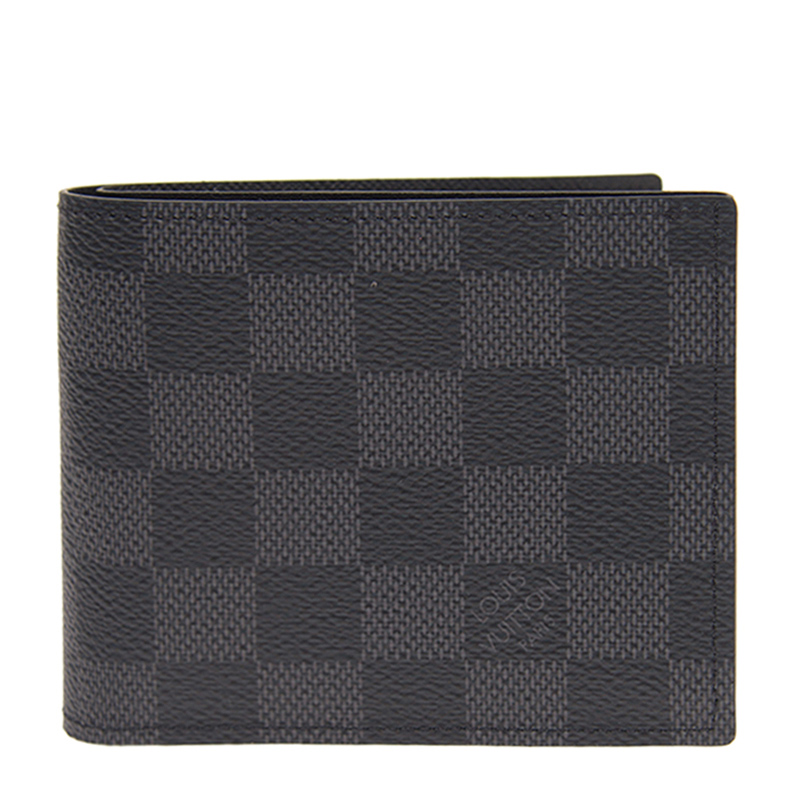 Pre-owned Louis Vuitton 路易 威登 男士黑色方格纹短款钱包 N63336