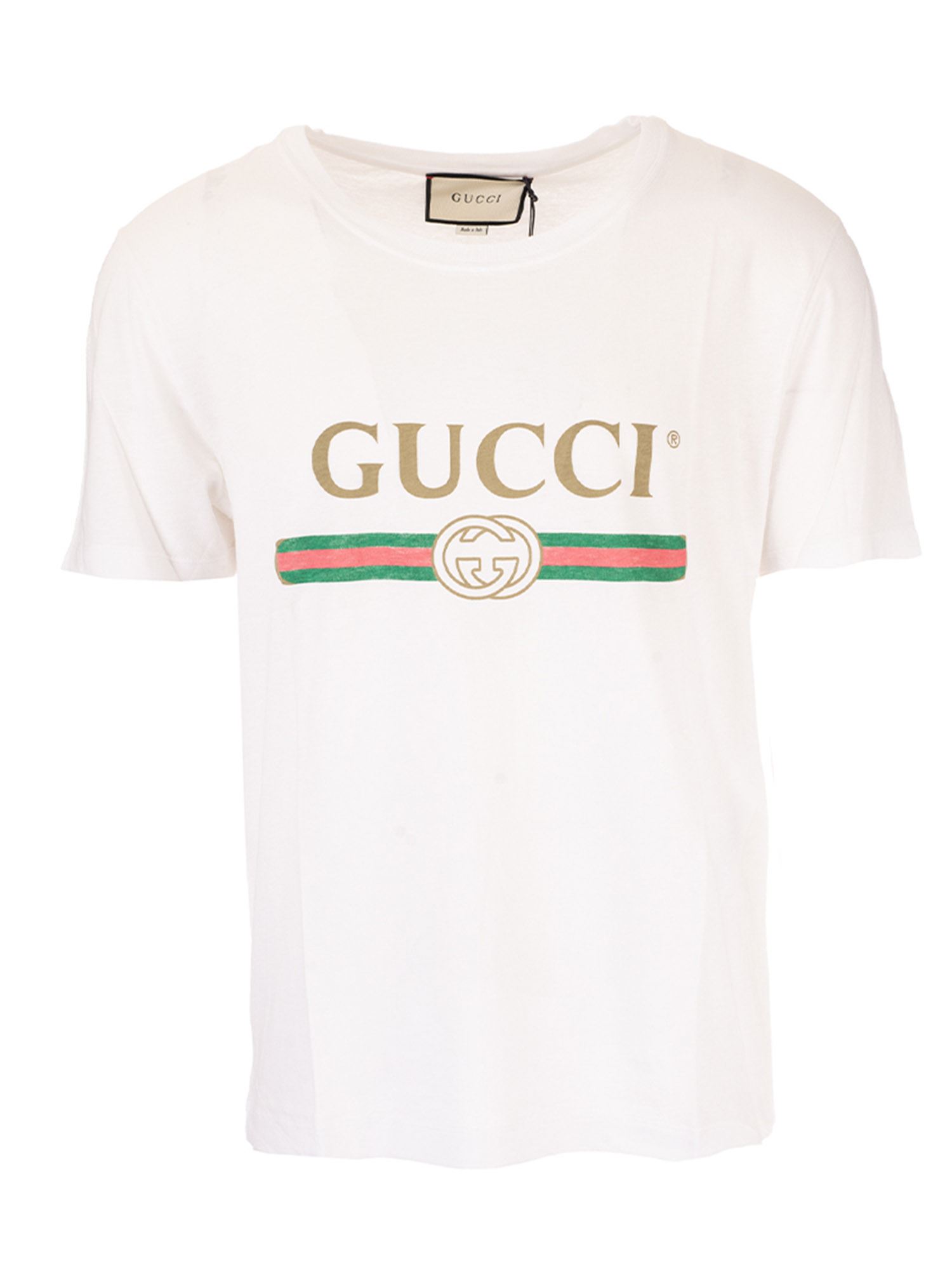 Gucci 专柜直采  女士白色洗棉质平纹针织面料饰有复古标志圆领短袖t恤 440103-x3f05-9045 In White