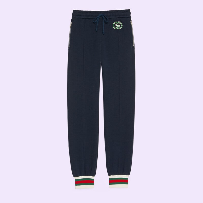 Gucci Logo Printed Sweatpants In Navy
