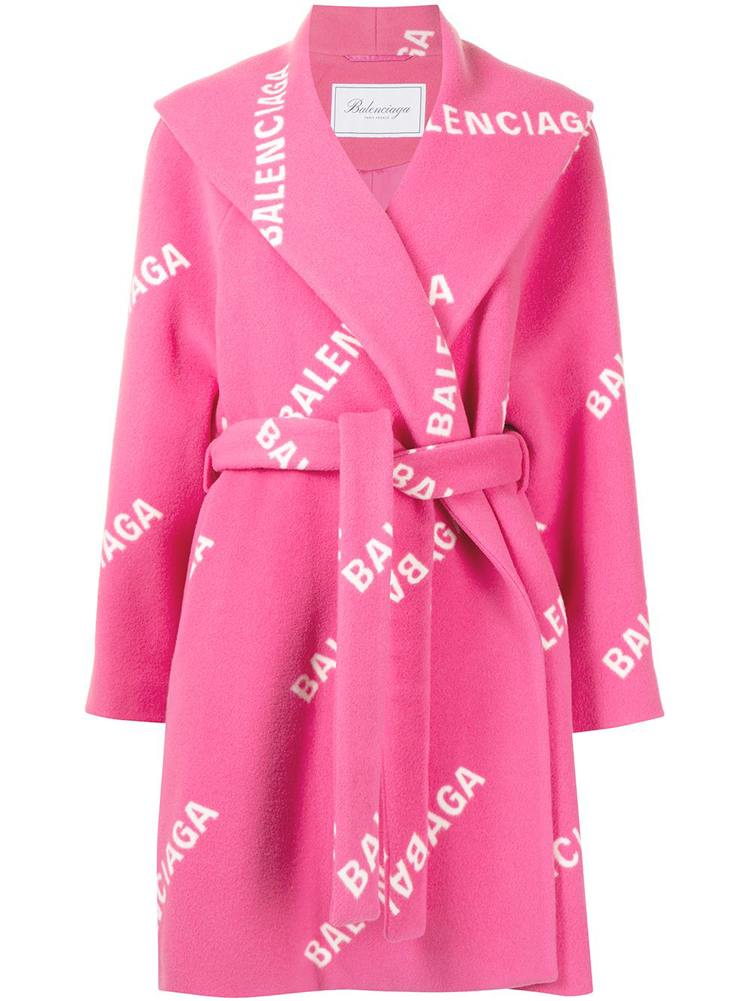 Balenciaga 巴黎世家 Logo印花束腰大衣 647670tiu02-5621 In Pink
