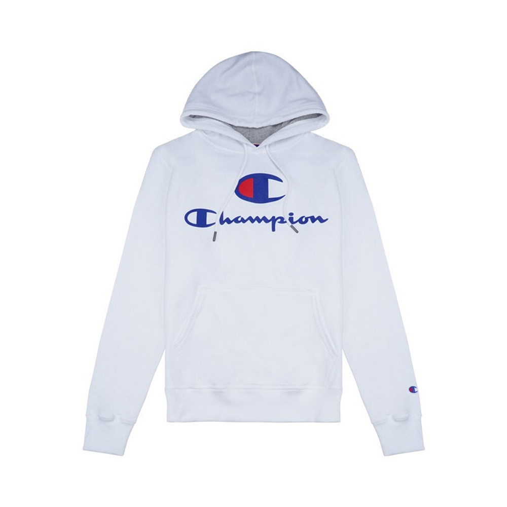 Champion 男士胸前“c”logo+草写logo纯色加绒连帽卫衣 Gf89h-586222-whc In White | ModeSens
